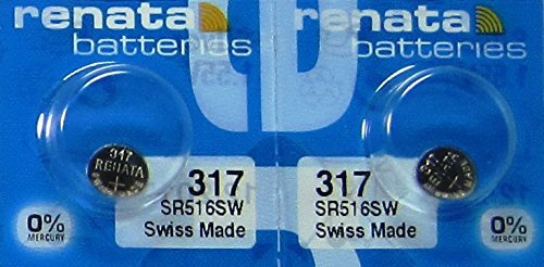 Pack of 2 Renata 317 Silver Oxide 0% Mercury SR516SW Electronic Batteries