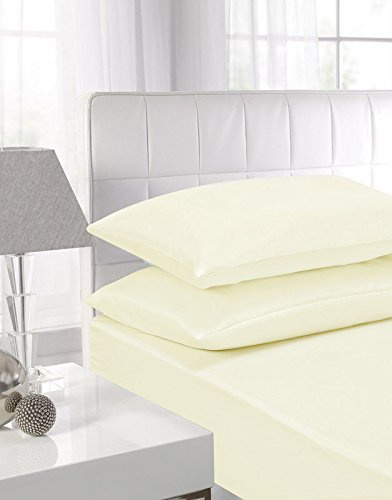 NIYS Luxury Bedding 100% Egyptian Cotton 40CM/16 Extra Deep Fitted Sheets (Pillow Pair, Cream/Ivory)