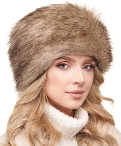 Futrzane Classic Kosakenmütze - Fellmütze Damen Winter - Pelz Russische Mütze (S, Gold Classic)