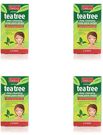 4 x Boxes of Tea Tree Cleansing Nose Pore Strips for Blackheads 4x6 strips