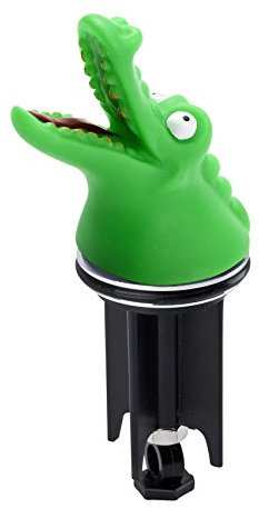 WENKO 21761100 Waschbeckenstöpsel Pluggy 3D Hungry Abfluss-Stopfen für alle handelsüblichen Abflüsse, Plastik, grün, 3,9 x 5 x 11,5 cm