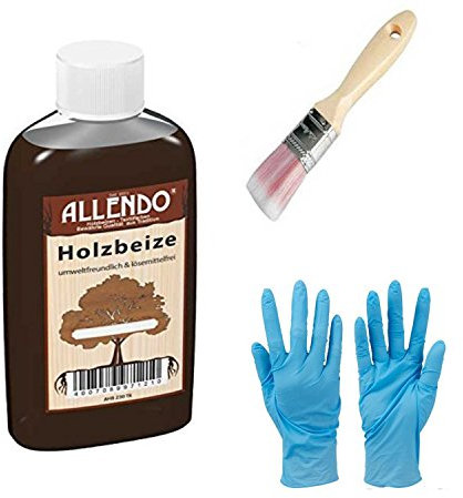 Holzbeize Holzton inkl. 1x Pinsel für beizen zum Auftragen (250 ml nussbaum-dunkel)