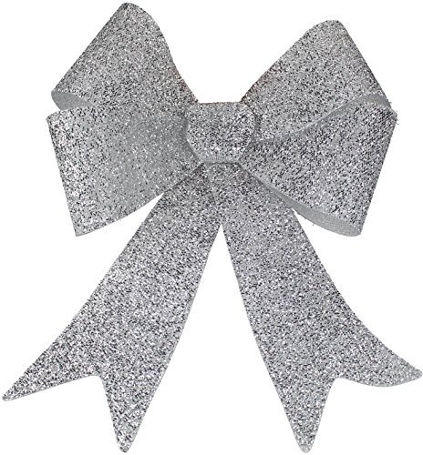 DECOLINE Glitzer Schleife L - 3 Stück Silber