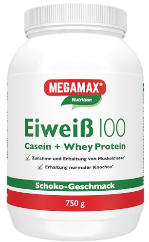 Megamax Eiweiss Schoko 750 g | Molkenprotein + Milcheiweiß Für Muskelaufbau,Diaet | 2k-Eiweiss ideal zum Backen | hochwertiges Low Carb Eiweiß-Shake | aspartamfrei Protein mit Aminosäuren
