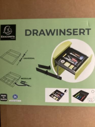 Exacompta - Réf. 316014D - 1 DRAWINSERT Insert pour tiroirs adaptable en largeur entre 24,6 et 39,6 cm - Dimensions : Profondeur 29,8 x largeur 24,6 x hauteur 3,6 cm - coloris noir