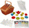alles-meine.de GmbH 30 TLG. Set: Picknickkorb - mit Geschirr aus Porzellan/Keramik - Teeservice & Kaffeeservice - Bunte Punkte - Picknick Körbchen - Küche Zubehör Koffer - für ..