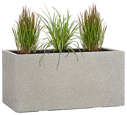 Pflanzwerk® Pflanzkübel TUB Granit Grau 45x100x45cm XXL – Rechteckig – Großer Fiberglas Blumenkübel für außen und innen - Frostbeständig - UV-Schutz – Markenqualität