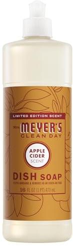 MRS. MEYER'S CLEAN DAY Liquid Dish Soap, Apple Cider Scent, 16 Fl Oz Bottle