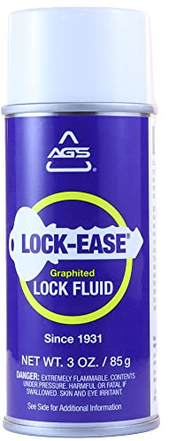 AGS Automotive Solutions Lock-Ease Graphite Lock Lubricant – 3oz Aerosol, Prevents Freezing, Reduces Friction, No Residue, Protects Against Wear & Rust