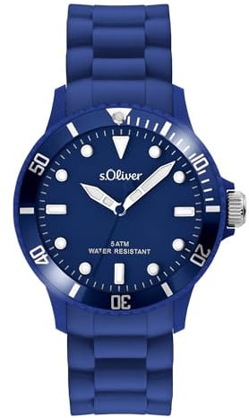 s.Oliver Armbanduhr mit Silikonband - 40 mm - Unisex Silikonuhr für Damen und Herren - analoge Armbanduhr mit Quarzwerk - hoher 5 ATM wasserdicht - Kratzfest