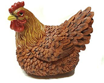 FVLFIL Figur Huhn sitzend - für Haus & Garten - lebensecht - 26 x 17 x 20 cm - Braun