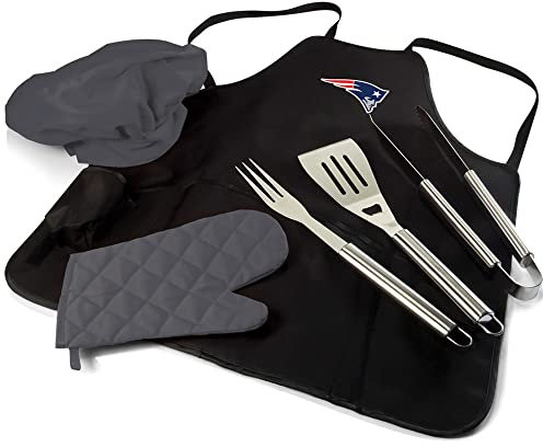PICNIC TIME New England Patriots BBQ Apron Tote Pro Grill Set , Black