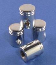 4 Stück MHW Ventilkappen Kolben Chrom, Auto/Fahrrad/Valve Caps, massiv, 026211