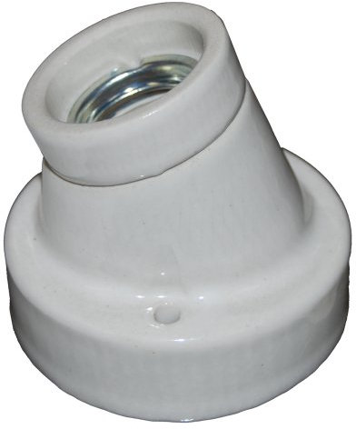 Porzellanfassung E27 - abgewinkelter Sockel 30°