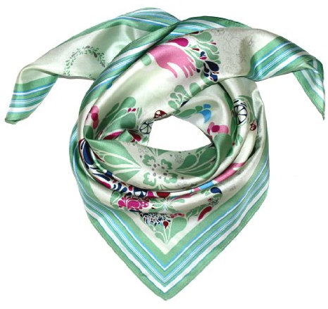 LORENZO CANA Foulard pour la femme – écharpe de 100% soie pour le printemps et l´été, carré avec les mesures de 70 x 70 cm – une sensation de luxe en vert bleu rose rouge bordeaux violet