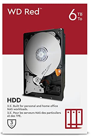 WD Red 6 TB 3.5” Hard Disk per NAS, Intellipower, SATA 6 GB/s, 64 MB Cache