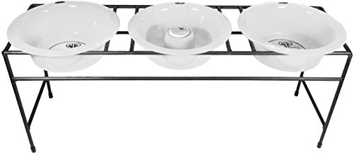 Platinum Pets Slow Eating Triple Diner Feeder with Stainless Steel Dog Bowls, 40 oz, White