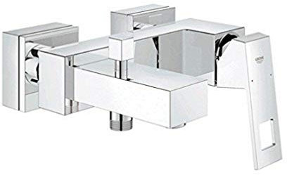Grohe Wannenarmatur Eurocube, 23140000, Wannen-Einhebelmischer mit Rückflussverhinderer, Rostfreie Materialien, Reinigungsfreundlich, SilkMove Keramikkartusche, StarLight Oberfläche, Chrom, 09747 5 Wannenbatterie