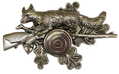 Breiter Hutanstecker Eichenblatt mit Fuchs Hutabzeichen Hutschmuck Abzeichen Jagdsport Schützensport