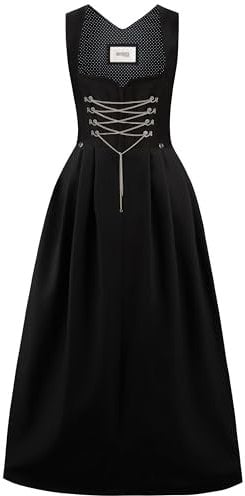 Stockerpoint Damen Amber Maxi Maxi Dirndl ohne Schürze, schwarz, 48