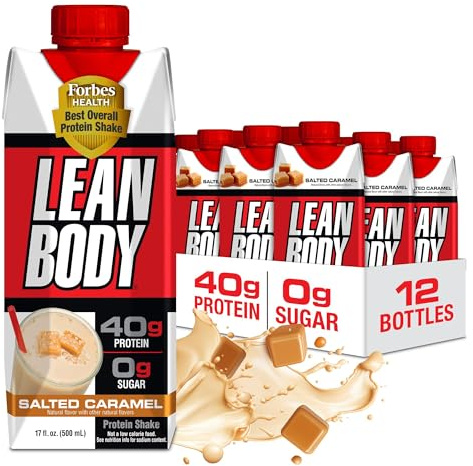 Lean Body Ready-to-Drink Protein Shake, 40g Protein, Gluten Free, 22 Vitamins & Minerals, (Recyclable Carton & Lid - Pack of 12) LABRADA (Salted Caramel)