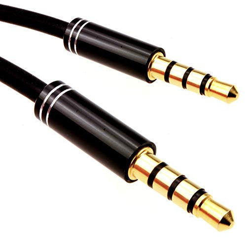 kenable PRO 4 Pole 3.5mm Jack Male Audio Cable TPE RUBBER Lead Gold 1m