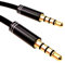 Pro 4 Pôles 3,5 mm Jack Mâle l'audio câble TPE Rubber Cordon Plaqués Or 1 m [1 mètre/1m]