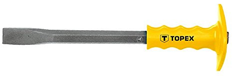 Topex Flachmeißel mit Handschutz - Handmeißel mit ergonomischer Handgriff - Handlicher, starker Meißel mit Schutz - Größen: Meißelkörpers: 19 mm - Länge: 300 mm - Meißelklinge: 27 mm