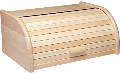 KitchenCraft KCBREAD Wooden Bread Bin with Roll Top Lid, Beech Wood, 40 x 28 x 18 cm