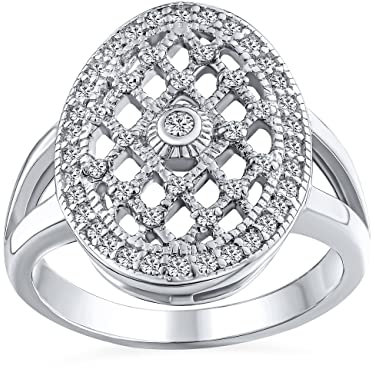 Personalisieren Sie Art Deco Stil Mode Großer Ovaler Pave Cluster CZ Verlobungs Statement Ring Für Frauen Für Teenager .925 Sterlingsilber Anpassbar
