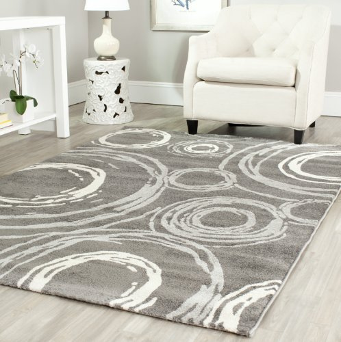 SAFAVIEH Modern Teppich für Wohnzimmer, Esszimmer, Schlafzimmer - Porcello Collection, Kurzer Flor, Dunkelgrau, 160 X 231 cm