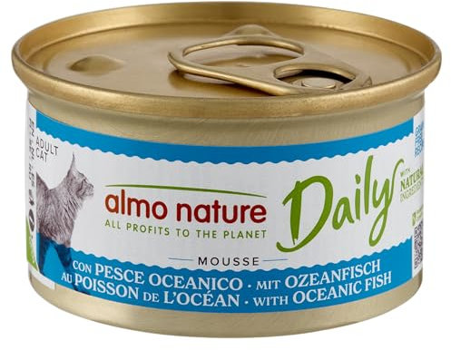 almo nature Daily Grain Free Katzenfutter, Mousse mit Ozeanfisch, Alleinfutter für Katzen, Nassfutter (ohne hinzugefügtes Getreide), 24er Pack (24 x 85g)