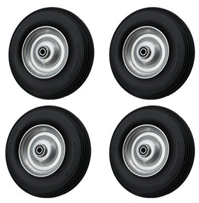 4 Stück Rad 4.80/4.00-8 PU Schubkarrenrad Stahlfelge Achse 20 mm Pannensicher Vollgummi TOP!