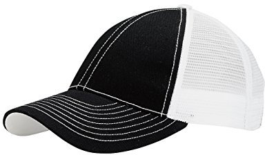 MG Unisex Low Profile (Str) Trucker Cap-7641, schwarz / weiß, Einheitsgröße
