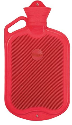 Wärmflasche Faba Care by Sänger 2 L Gummi mit Griff, Rot, Naturgummi, 1 Seite Lamellen, Premium Gummiwärmflasche