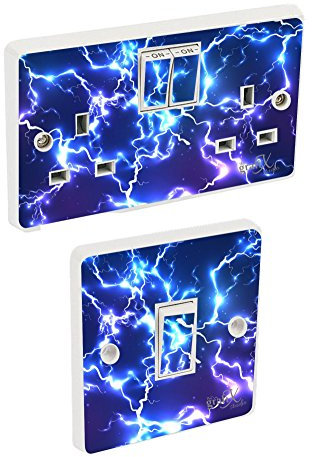 the grafix studio Blue Electric Light Switch & Double Socket Sticker Vinyl/Skin cover sosw17