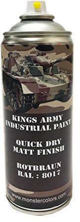 Kings Army Rotbraun Ral 8017 Military Matt Spray Paint 400ml Military Vehicle Paint, Airsoft, Paintball, Model Maker Paint, royal airforce