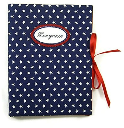 bettina bruder - Zeugnismappe DIN A4 - innen 30 Sichthüllen - Kleine Sterne blau weiß rot