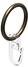 Interdeco Gardinenringe mit Faltenhaken/Ringe in Messing Antik für Gardinenstangen 16 mm Ø (24 Stück)