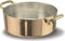 Casseruola bassa rame liscio stagnato a mano con maniglie in ottone, diametro 200 mm