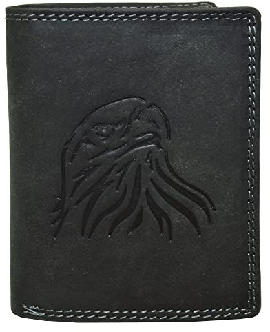 flevado Hochwertige Geldbörse Geldbeutel Portemonnaie Büffel Leder Adler geprägt RFID Schutz Grau