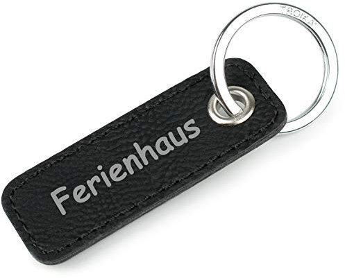 TROIKA Retrotag Ferienhaus | Schlüsselring und Anhänger im Retro Style | hochwertiger und langlebiger Schlüsselanhänger | inkl Original Keyring | in Geschenkverpackung