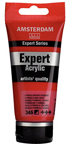 Amsterdam Expert Series Acrylic Paint Tube - 75 ml Rouge Rouge foncé 345 - Peinture professionnelle lourde semi-opaque à haute teneur en pigments et résistante à la lumière