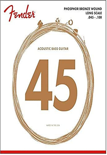 Fender Acoustic Bass Strings, Phosphor Bronze, Long Scale, .45-.100 Gauges, (4)