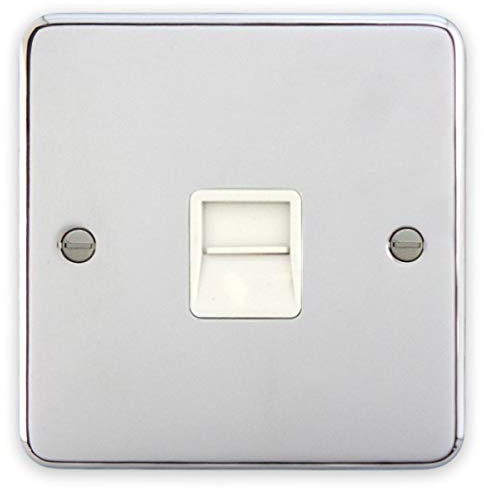 Deta 1960CHW Telephone Socket 1 Gang Master Polished Chrome/White Insert