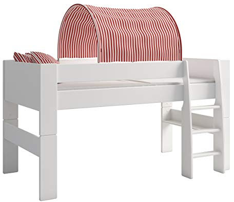 Hoppekids For Kids Tunnelzelt für Kinderbett, Hochbett, 88 x 69 x 91 cm (B/H/T), Baumwolle, rot,weiß