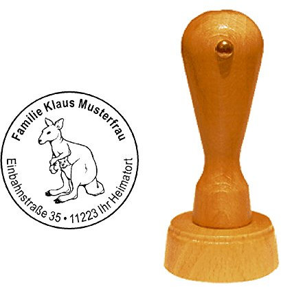 Stempel Motivstempel « KÄNGURU mit KIND » mit persönlicher Adresse