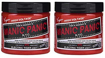 Manic Panic Electric Tiger Lily Classic Creme, Vegan, Cruelty Free, Orange Semi Permanent Hair Dye 2 x 118ml