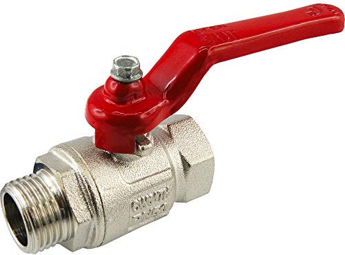 Kugelhähne 2-teilig, mit vollem Durchgang Innen-/Außengewinde PN 25 Ventil für Druckluft Wasser Öle (Innen-/Außengewinde: Rp 3/8)