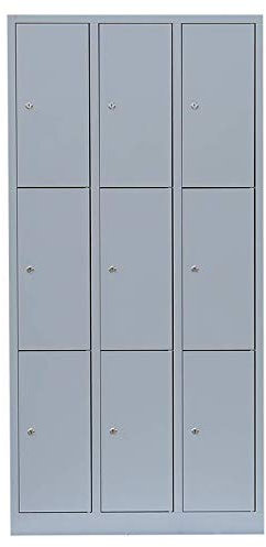 Lüllmann Schließfachschrank grau 9 Fächer 180x88,5x50cm komplett montiert